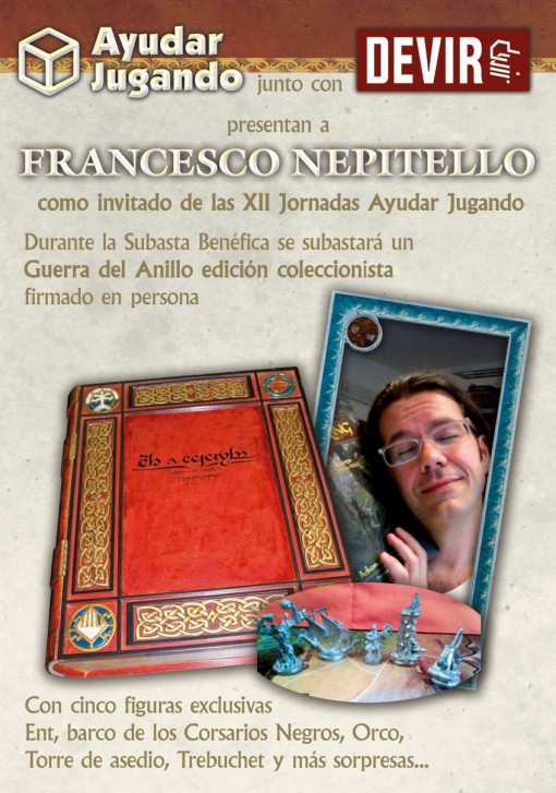 Cartel promocionar de la colaboracion de francesco Nepitello con Ayudar jugando
