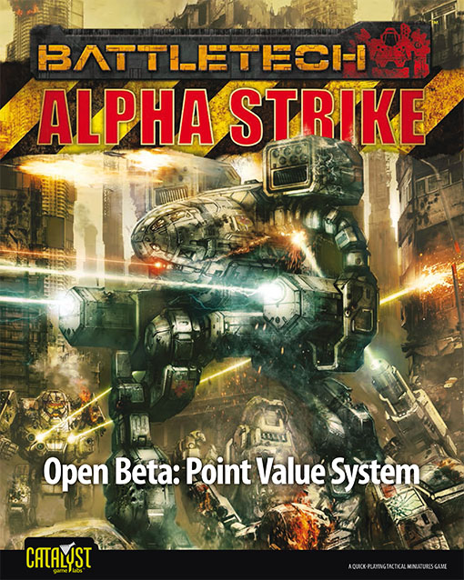 Portada de las reglas beta del nuevo sistema de puntos de battletech alpha strike