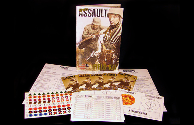 Imagen donde se ven los componentes del jeugo WWII Assault