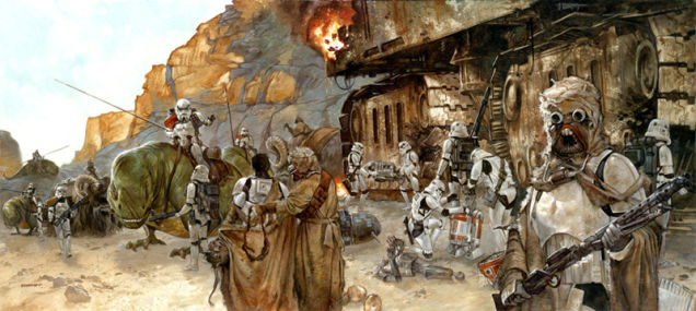 Ilustración de Star Wars con Moradores disfrazados