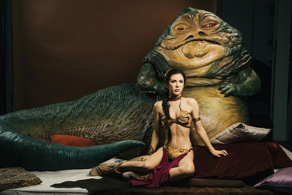 Jabba con la princisa Leia Organa