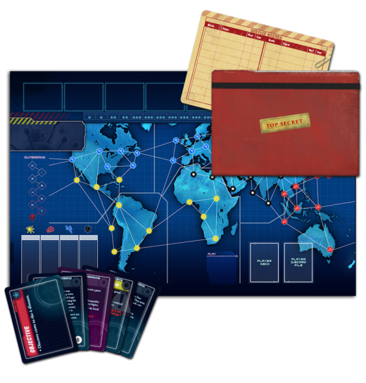 Componentes de Pandemic Legacy, juego del año 2016
