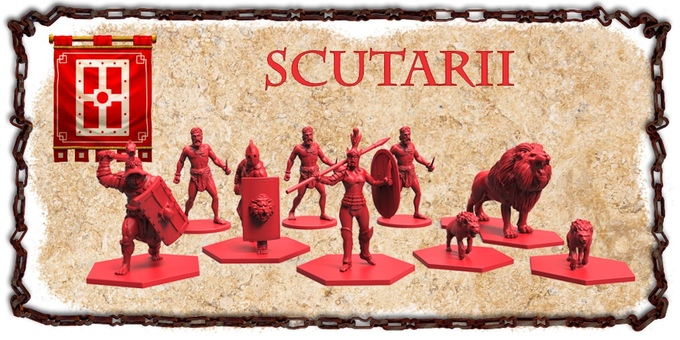 Miniaturas de la escuela scutarii de gladiatoris