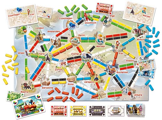 Componentes de Ticket to ride first journey europe
