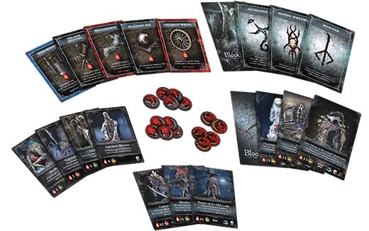 Componentes de la expansión para el Bloodborne the card game the hunter's nightmare