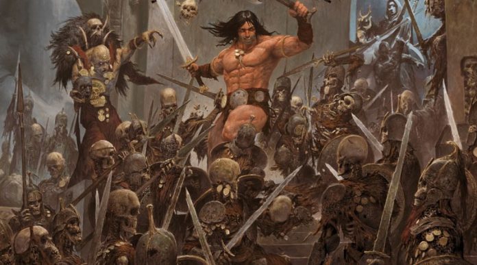 Arte gráfico de la portada del juego de mesa Conan