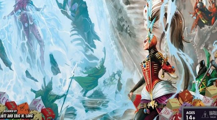 Ilustración de la portada de la expansión para Warhammer 40,000 Dice Masters Fracture of Biel-Tan