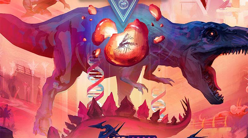 Detalle de la portada del juego de mesa Dinosaur World